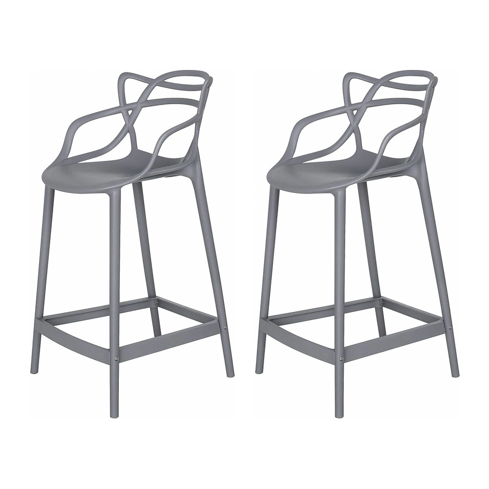 Kit com 2 Banquetas Médias Master Allegra em Polipropileno para Bancada 66 cm - Cinza Escuro Kit com 2 Banquetas Médias Master Allegra em Polipropileno para Bancada 66 cm - Cinza Escuro