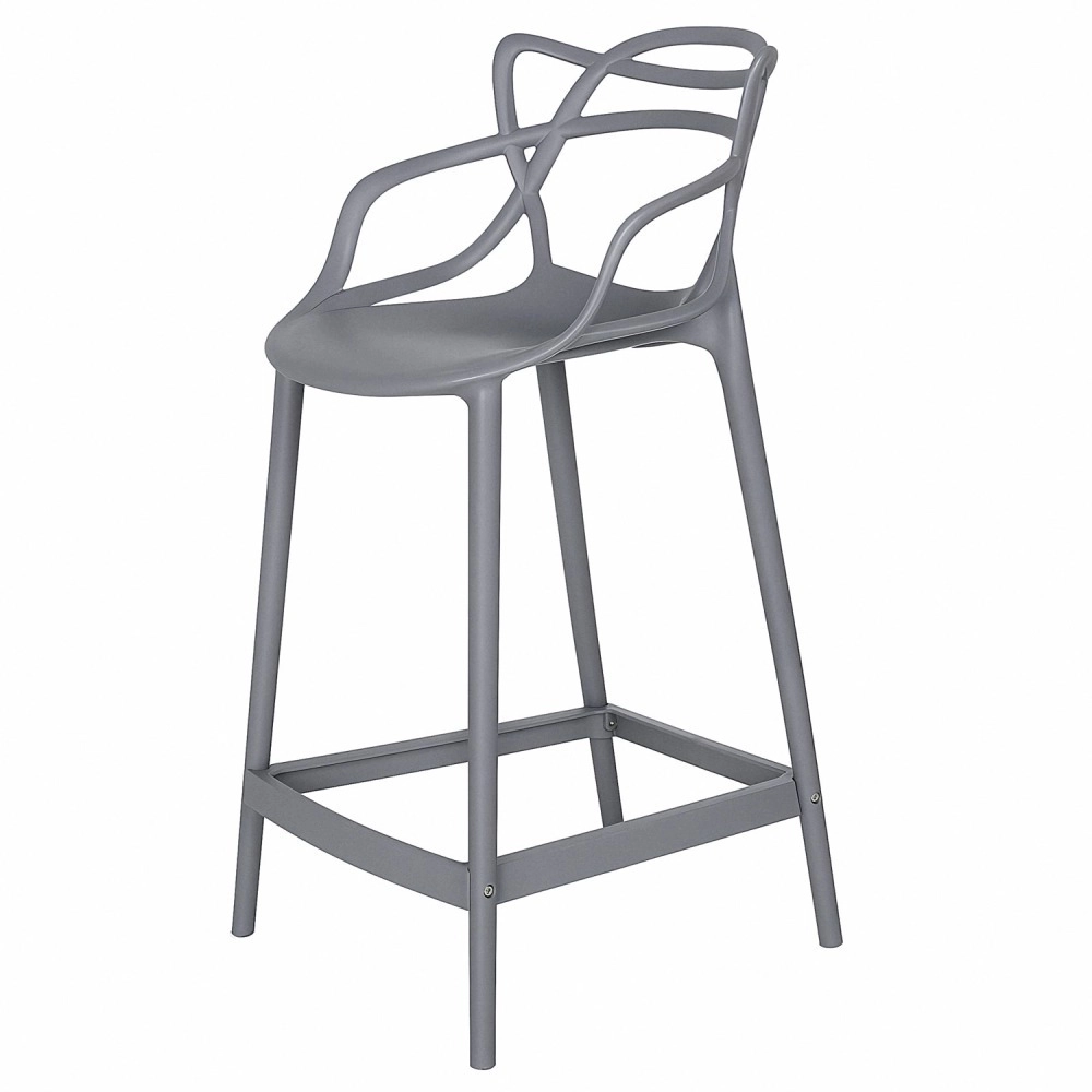Kit com 2 Banquetas Médias Master Allegra em Polipropileno para Bancada 66 cm - Cinza Escuro Kit com 2 Banquetas Médias Master Allegra em Polipropileno para Bancada 66 cm - Cinza Escuro