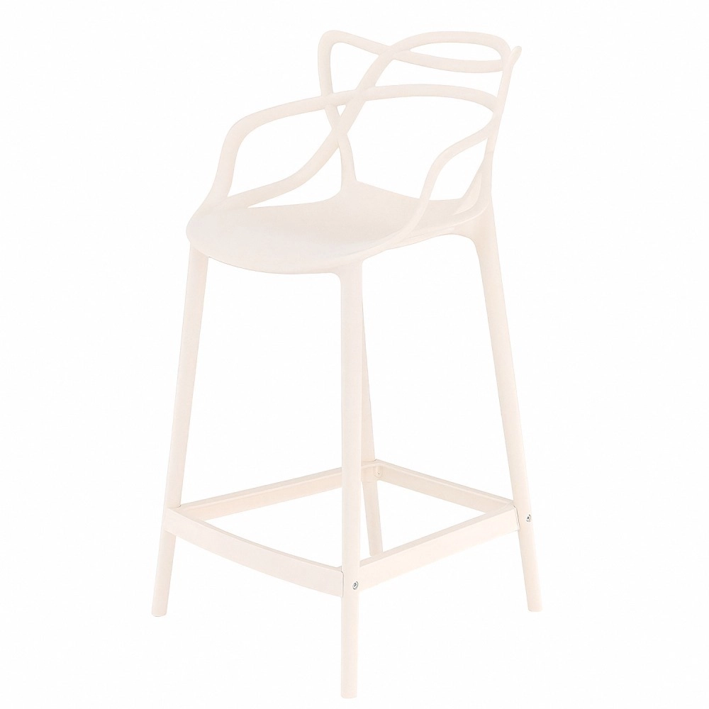 Kit com 2 Banquetas médias para bancada Master Allegra em Polipropileno 66 cm - Creme