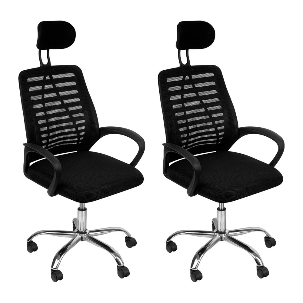 Kit com 2 Cadeiras Altas Viena para escritorio com rodizios - Preto Kit com 2 Cadeiras Altas Viena para escritorio com rodizios - Preto