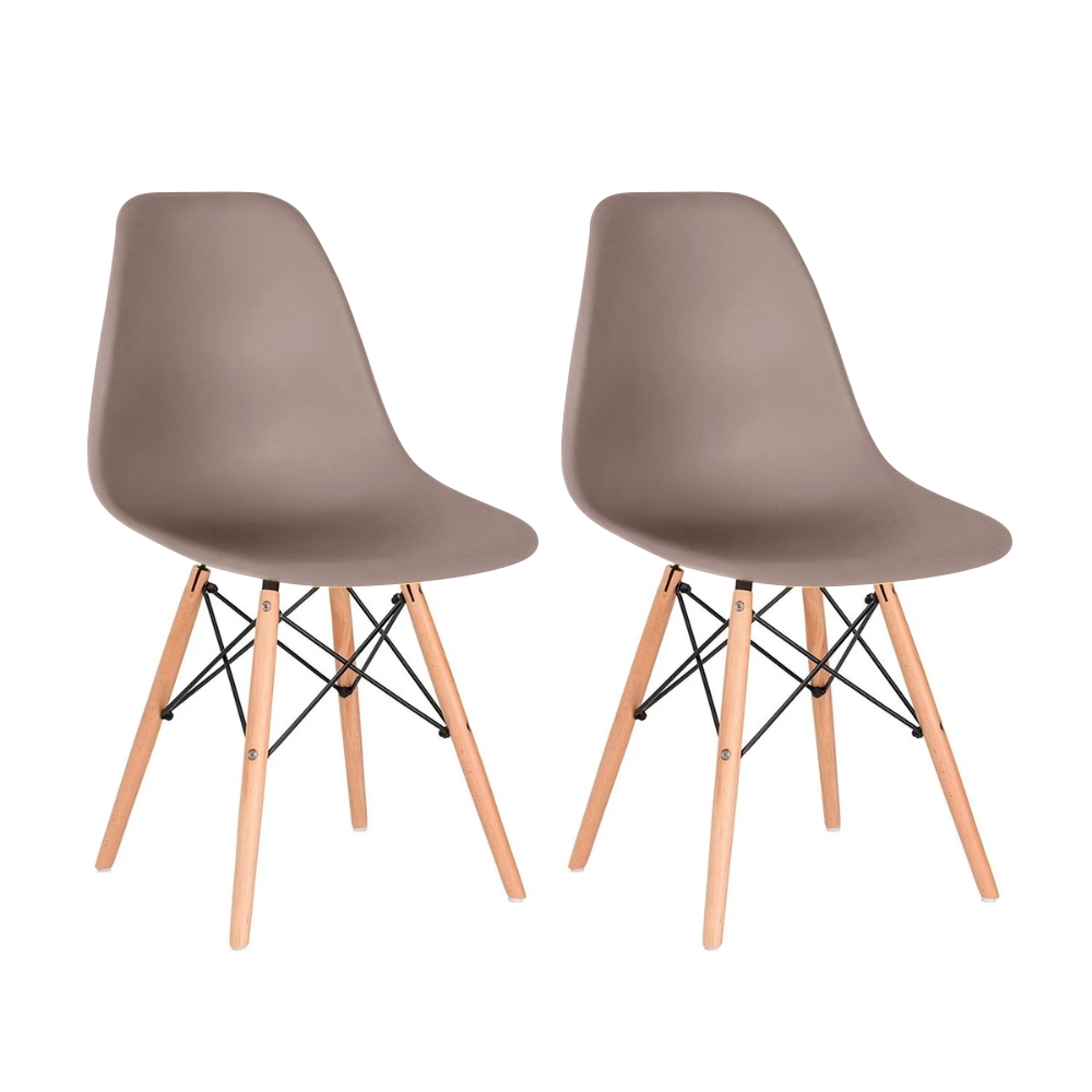 Kit com 2 Cadeiras Charles Eames Eiffel DSW com pés de madeira clara - Fendi