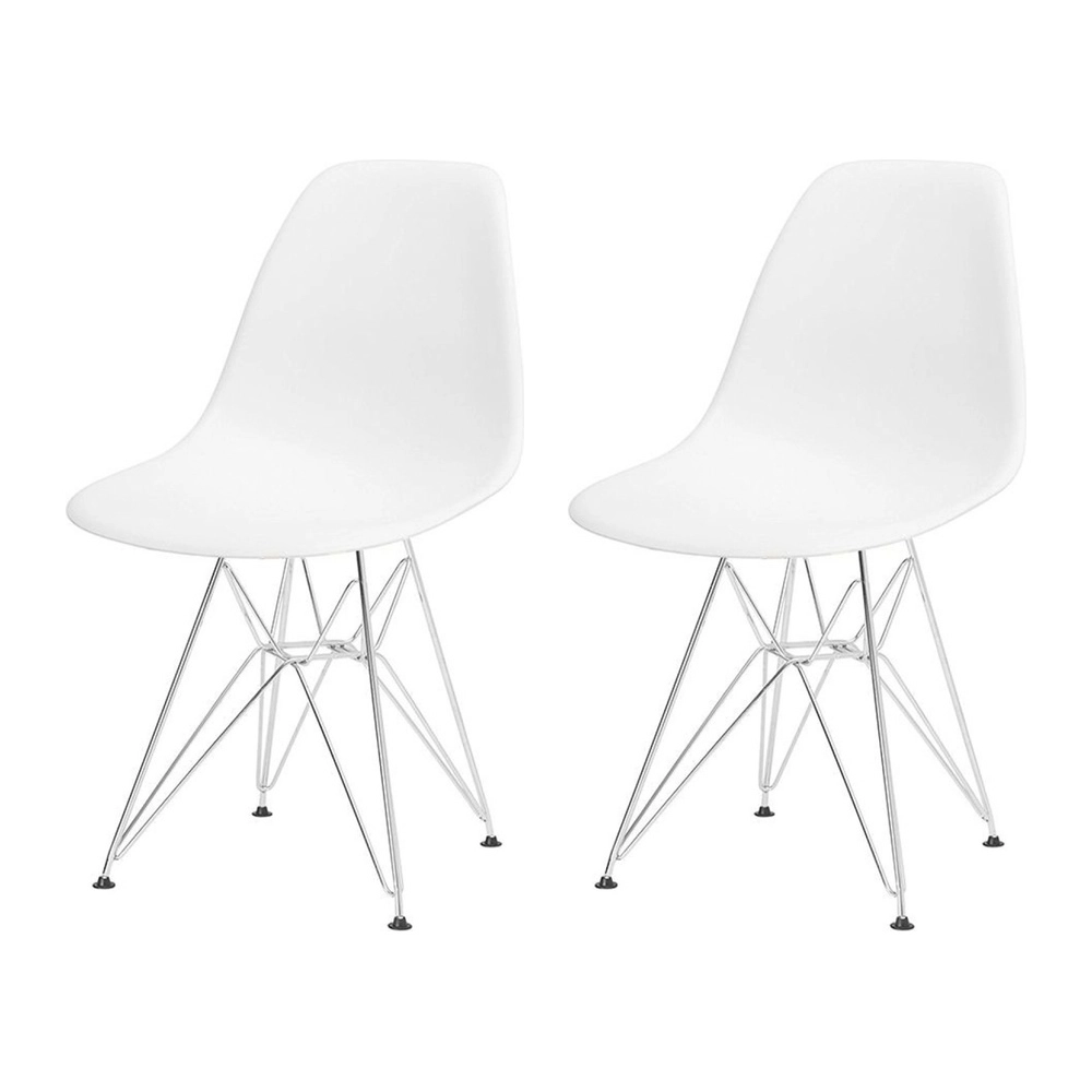 Kit com 2 Cadeiras de jantar Charles Eames Eiffel DKR em Polipropileno - Branco Kit com 2 Cadeiras de jantar Charles Eames Eiffel DKR em Polipropileno - Branco