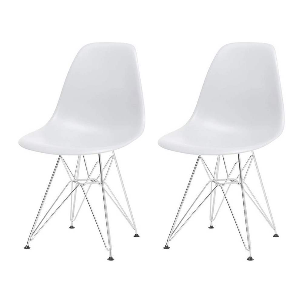 Kit com 2 Cadeiras de jantar Charles Eames Eiffel DKR em Polipropileno - Cinza claro