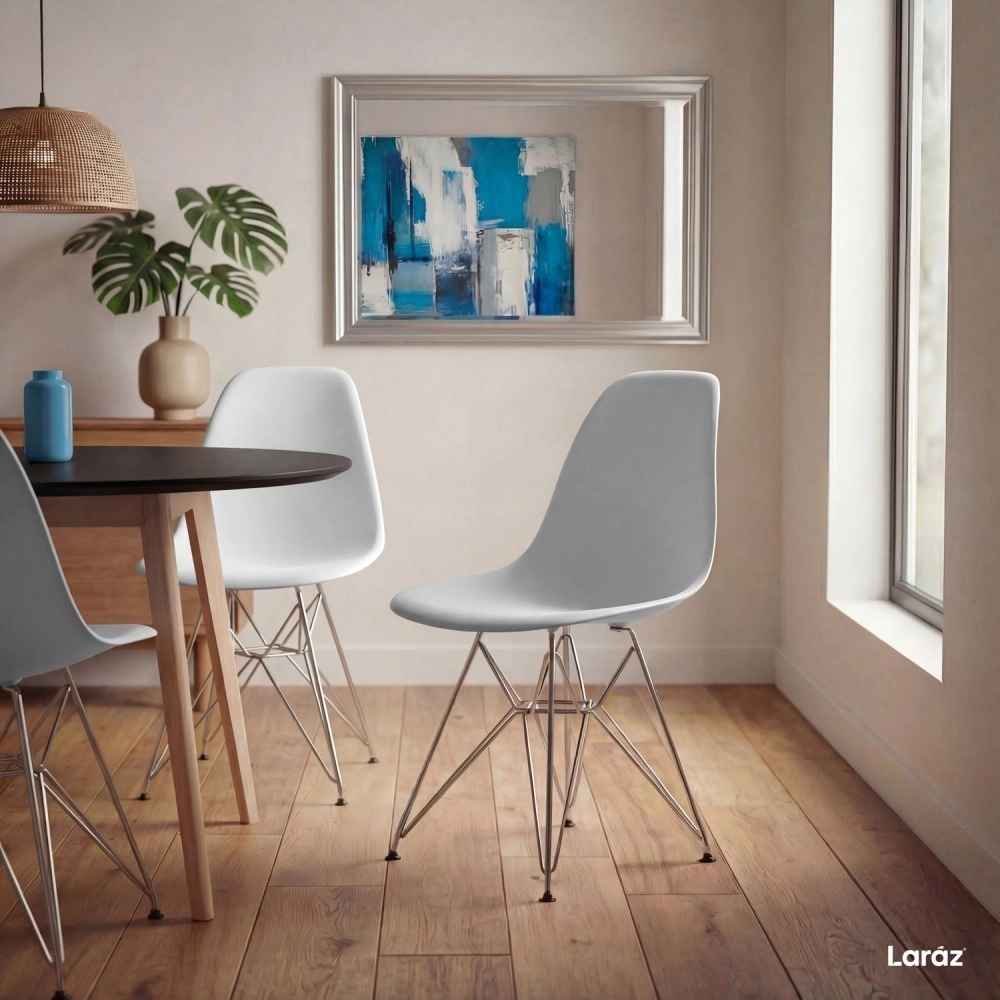 Kit com 2 Cadeiras de jantar Charles Eames Eiffel DKR em Polipropileno - Cinza claro
