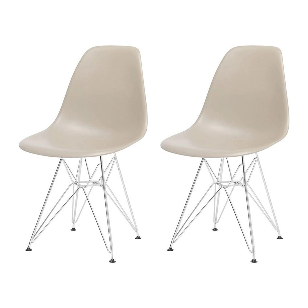 Kit com 2 Cadeiras de jantar Charles Eames Eiffel DKR em Polipropileno - Nude