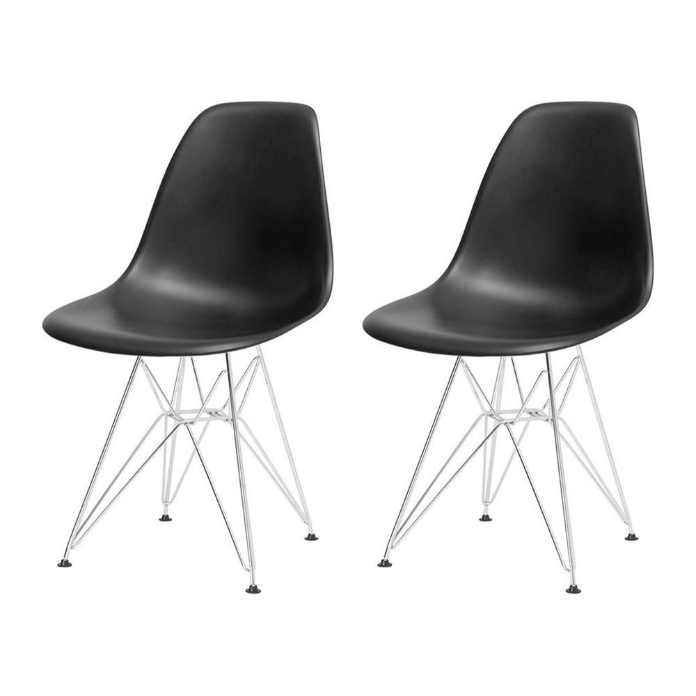 Kit com 2 Cadeiras de jantar Charles Eames Eiffel DKR em Polipropileno - Preto Kit com 2 Cadeiras de jantar Charles Eames Eiffel DKR em Polipropileno - Preto