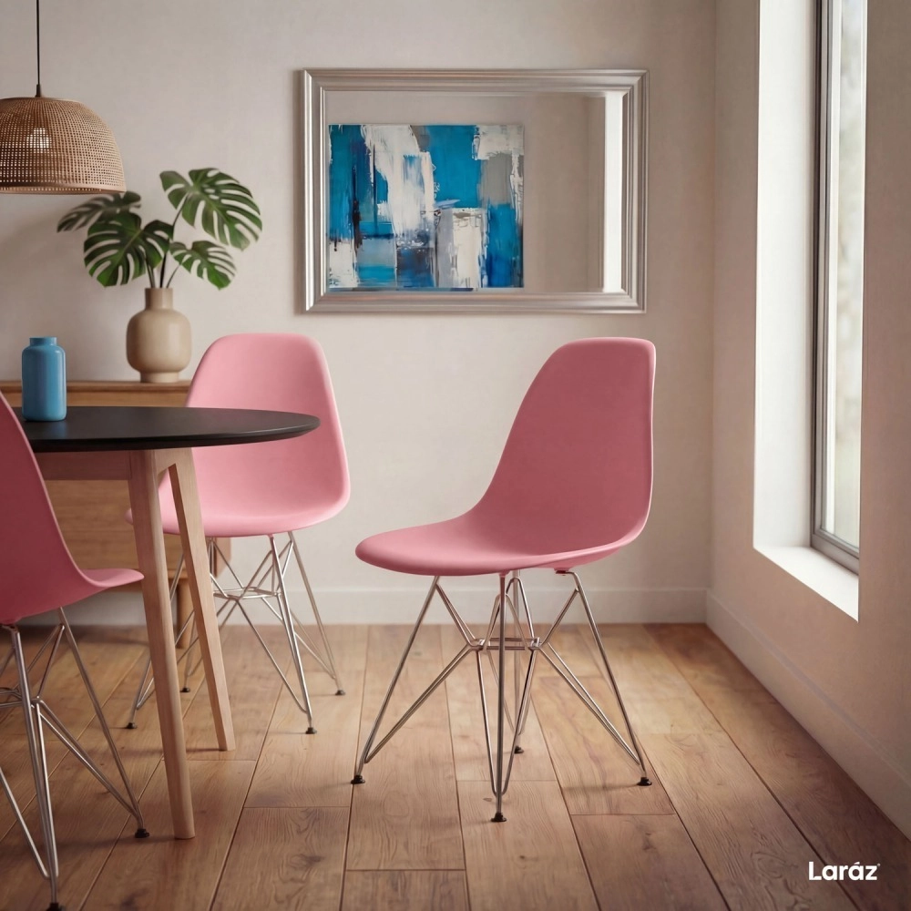 Kit com 2 Cadeiras de jantar Charles Eames Eiffel DKR em Polipropileno - Rosa claro Kit com 2 Cadeiras de jantar Charles Eames Eiffel DKR em Polipropileno - Rosa claro
