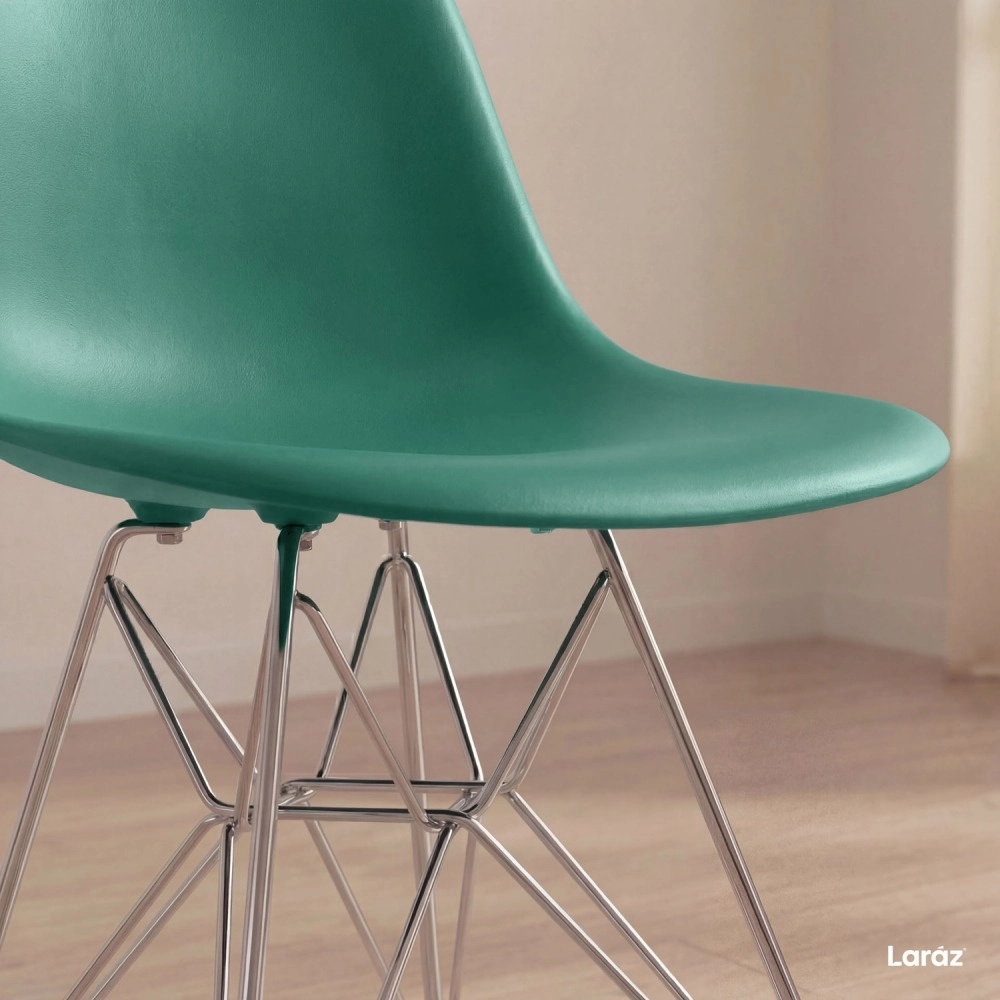 Kit com 2 Cadeiras de jantar Charles Eames Eiffel DKR em Polipropileno - Verde escuro