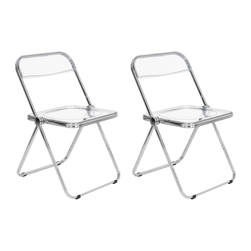 Kit com 2 Cadeiras de jantar design dobrável cristal acrílico transparente Italia