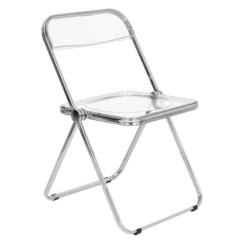 Kit com 2 Cadeiras de jantar design dobrável cristal acrílico transparente Italia