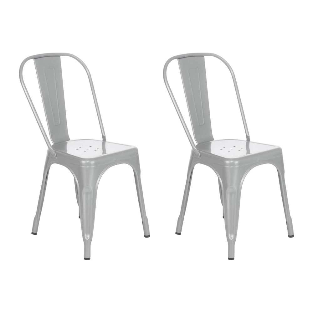 Kit com 2 Cadeiras de jantar Iron Tolix com design industrial - Prata Kit com 2 Cadeiras de jantar Iron Tolix com design industrial - Prata