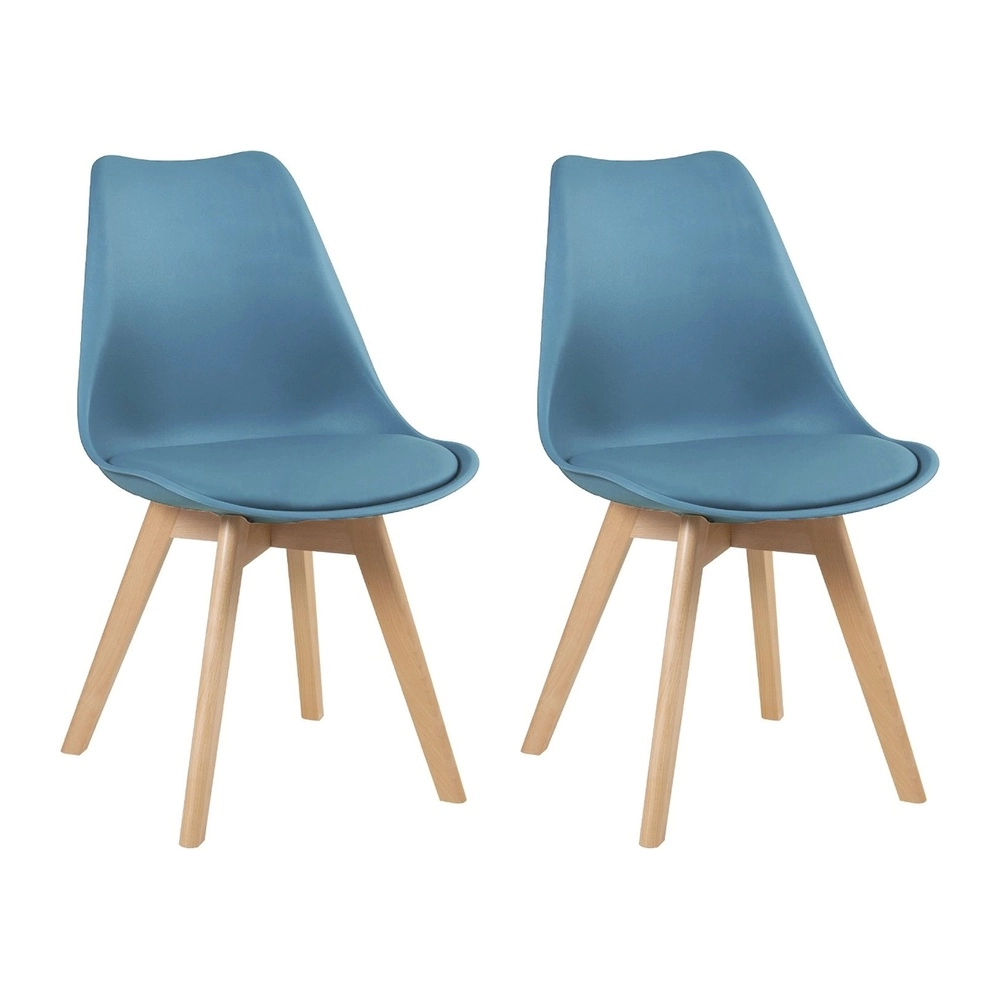 Kit com 2 Cadeiras de jantar Leda com assento estofado e design moderno - Azul petróleo Kit com 2 Cadeiras de jantar Leda com assento estofado e design moderno - Azul petróleo