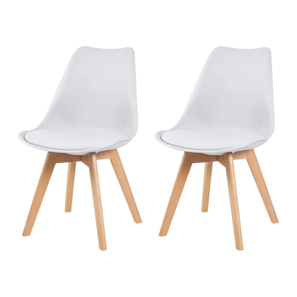 Kit com 2 Cadeiras de jantar Leda com assento estofado e design moderno - Branco