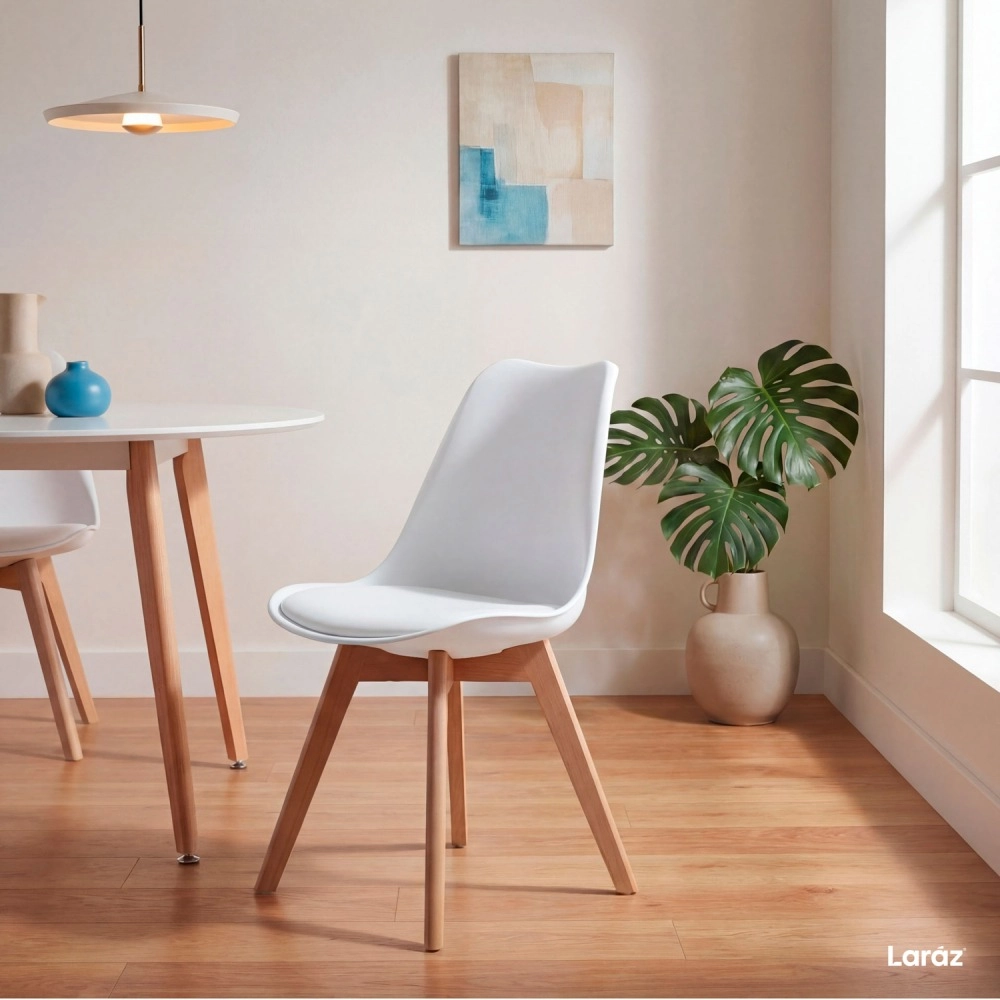 Kit com 2 Cadeiras de jantar Leda com assento estofado e design moderno - Branco
