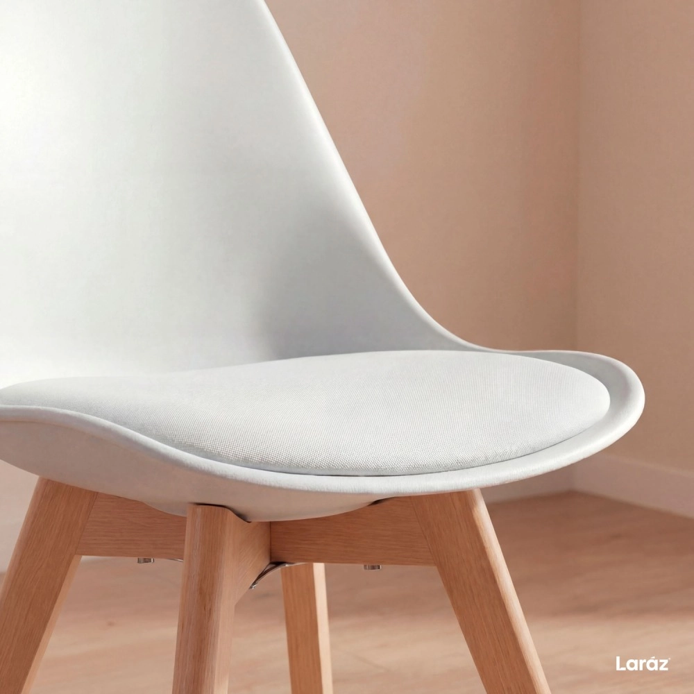 Kit com 2 Cadeiras de jantar Leda com assento estofado e design moderno - Branco