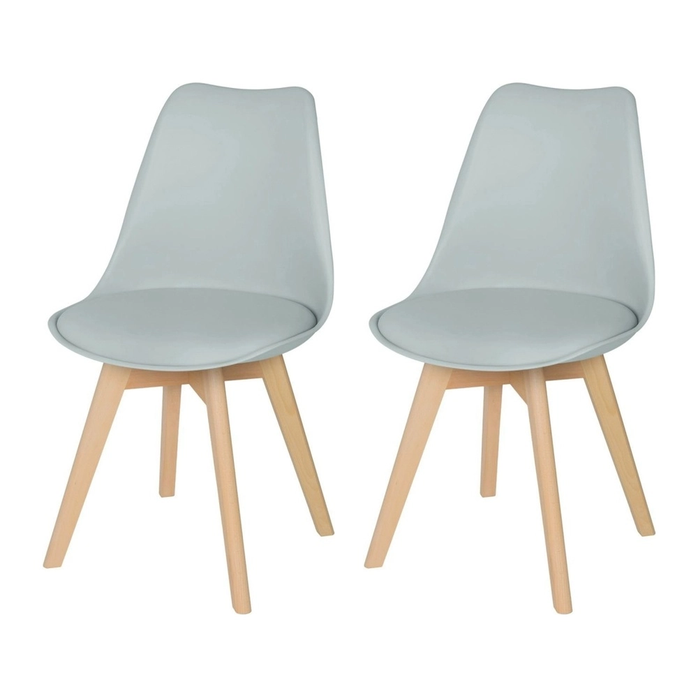 Kit com 2 Cadeiras de jantar Leda com assento estofado e design moderno - Cinza claro Kit com 2 Cadeiras de jantar Leda com assento estofado e design moderno - Cinza claro