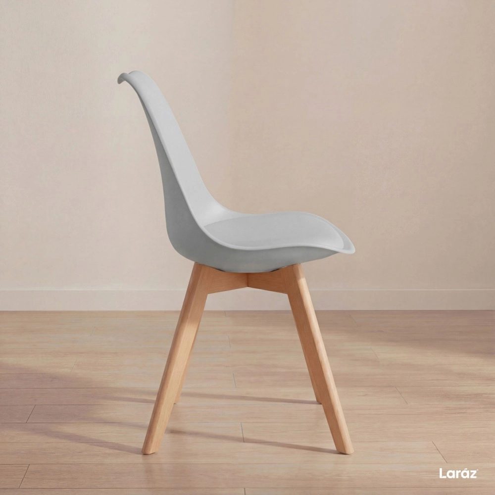 Kit com 2 Cadeiras de jantar Leda com assento estofado e design moderno - Cinza claro Kit com 2 Cadeiras de jantar Leda com assento estofado e design moderno - Cinza claro