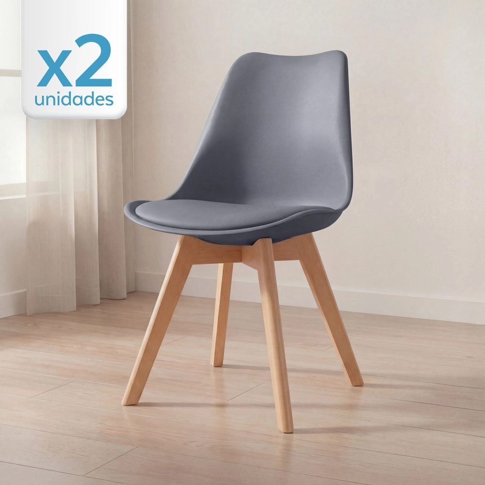 Kit com 2 Cadeiras de jantar Leda com assento estofado e design moderno - Fendi