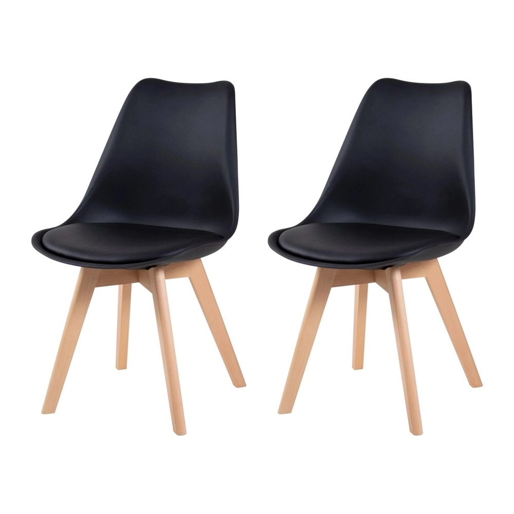 Kit com 2 Cadeiras de jantar Leda com assento estofado e design moderno - Preto