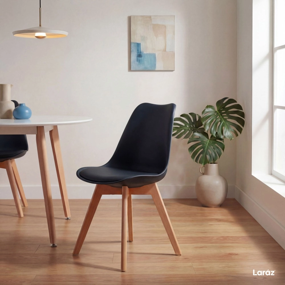 Kit com 2 Cadeiras de jantar Leda com assento estofado e design moderno - Preto
