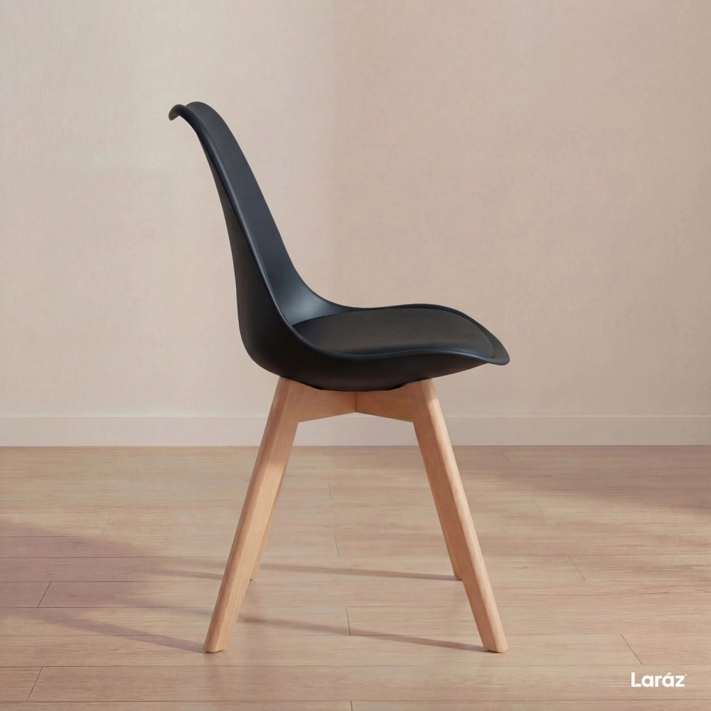 Kit com 2 Cadeiras de jantar Leda com assento estofado e design moderno - Preto