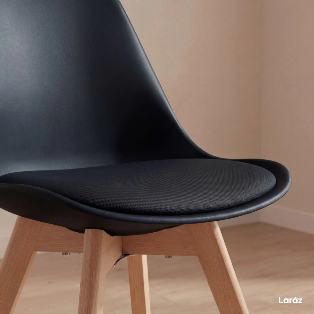 Kit com 2 Cadeiras de jantar Leda com assento estofado e design moderno - Preto