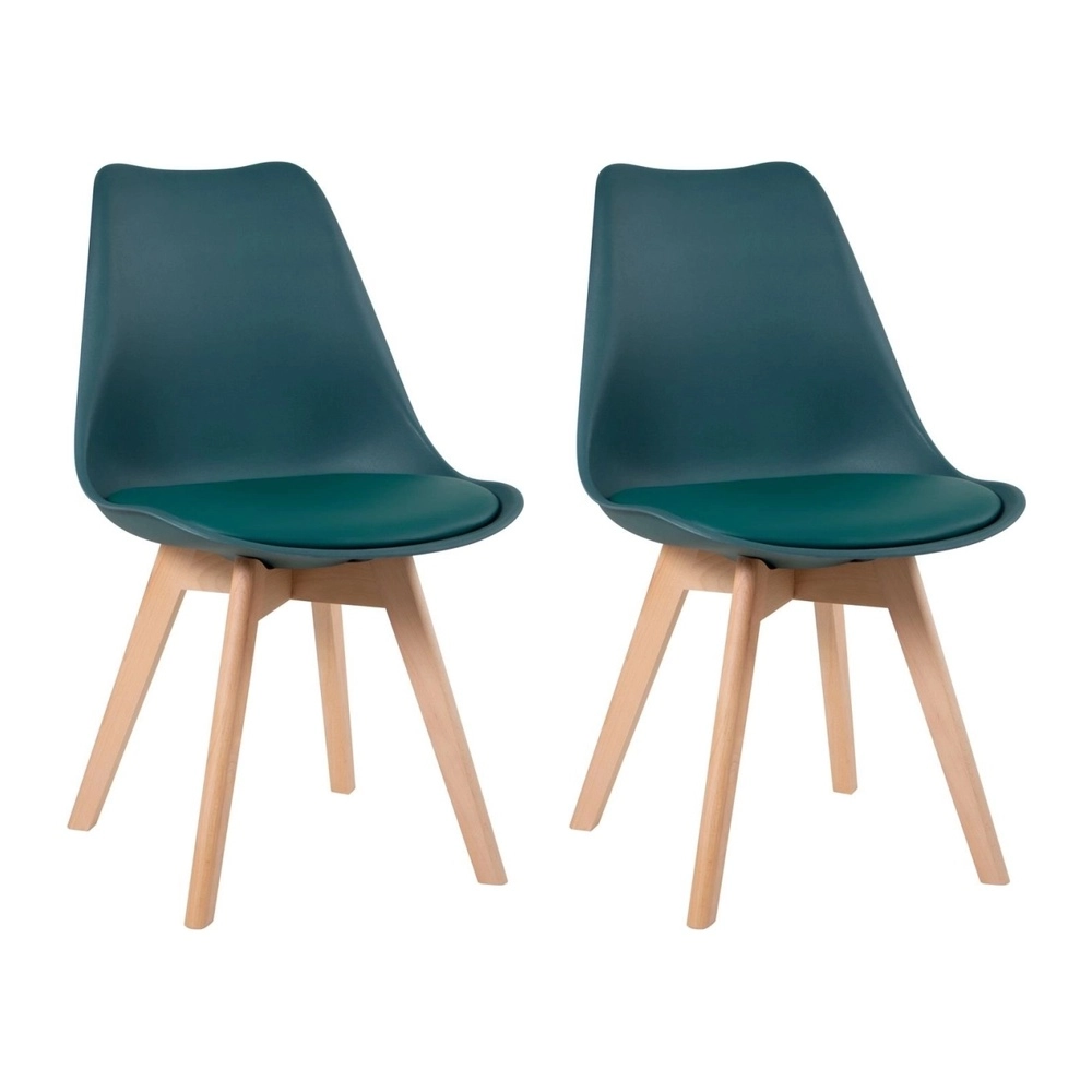 Kit com 2 Cadeiras de jantar Leda com assento estofado e design moderno - Verde escuro Kit com 2 Cadeiras de jantar Leda com assento estofado e design moderno - Verde escuro