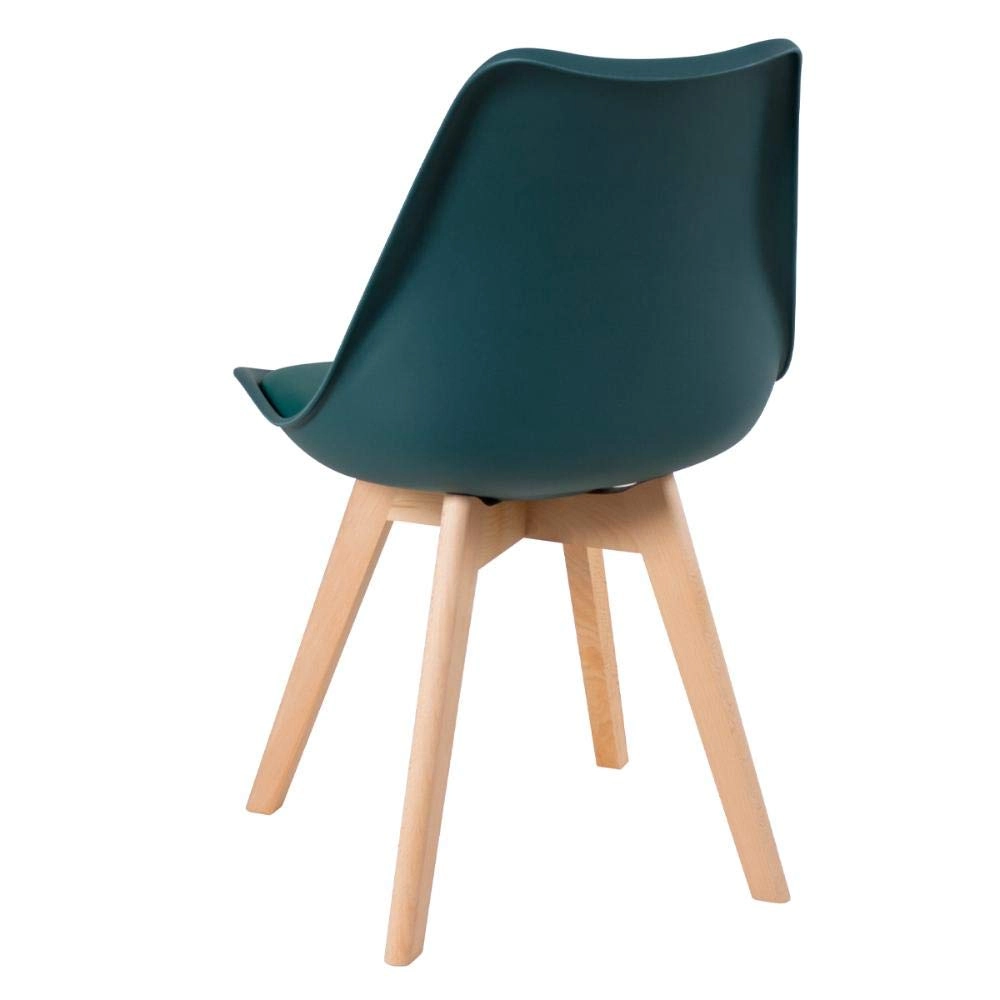 Kit com 2 Cadeiras de jantar Leda com assento estofado e design moderno - Verde escuro Kit com 2 Cadeiras de jantar Leda com assento estofado e design moderno - Verde escuro