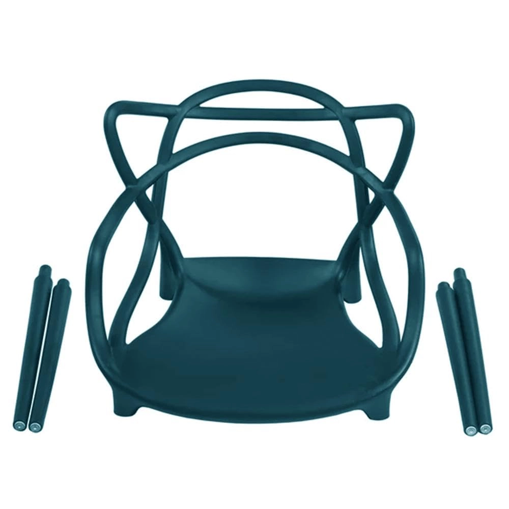 Kit com 2 Cadeiras de jantar Masters Allegra com pés desmontáveis - Azul Petróleo