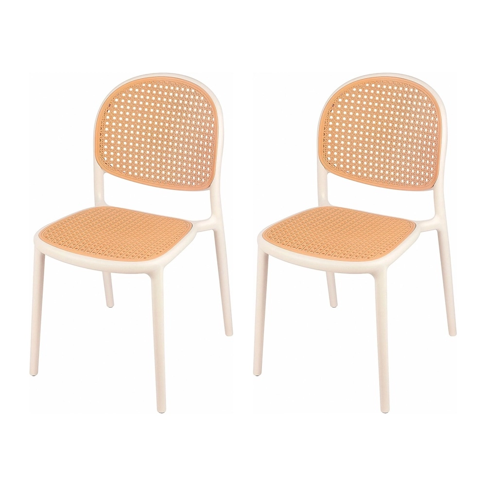 Kit com 2 Cadeiras de jantar Mumbai de telinha com design contemporâneo e assento anatômico – Branco Kit com 2 Cadeiras de jantar Mumbai de telinha com design contemporâneo e assento anatômico – Branco