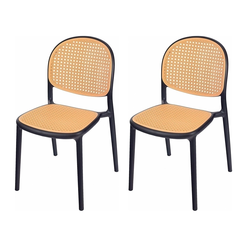 Kit com 2 Cadeiras de jantar Mumbai de telinha com design contemporâneo e assento anatômico – Preta