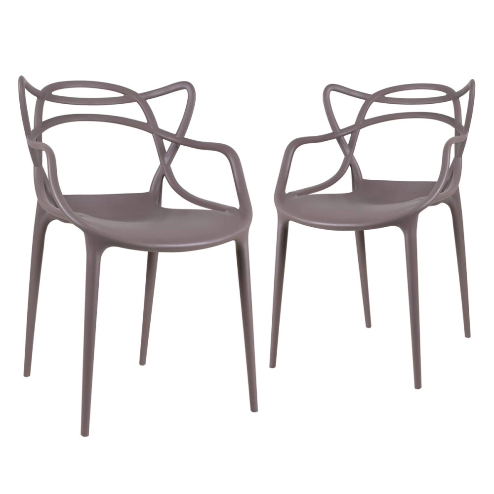 Kit com 2 Cadeiras Design Allegra Polipropileno Injetado Alta Densidade Empilhável Sala Cozinha Jantar Bar Jardim Varanda Fendi