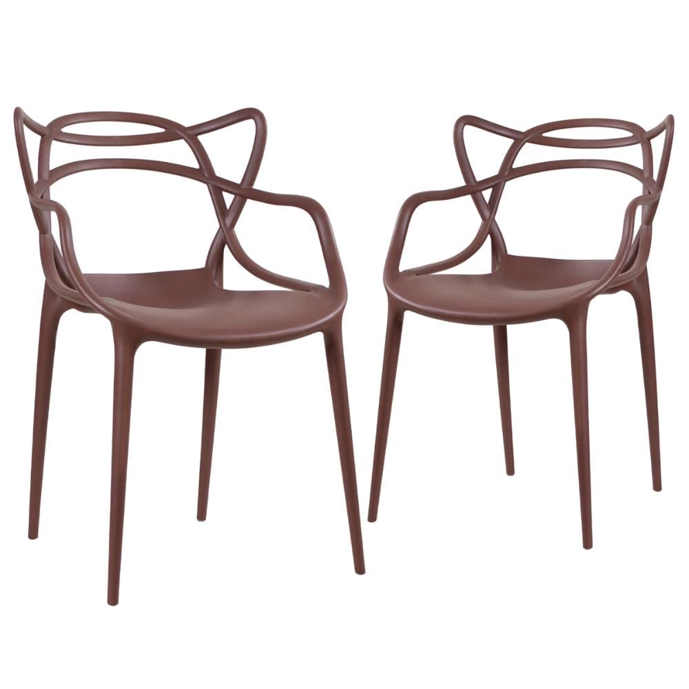Kit com 2 Cadeiras Design Allegra Polipropileno Injetado Alta Densidade Empilhável Sala Cozinha Jantar Bar Jardim Varanda Marrom Kit com 2 Cadeiras Design Allegra Polipropileno Injetado Alta Densidade Empilhável Sala Cozinha Jantar Bar Jardim Varanda Marrom