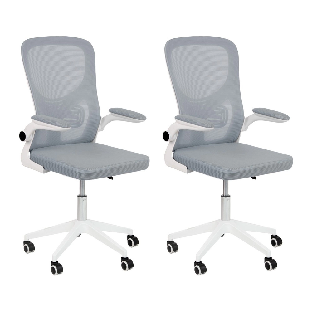 Kit com 2 Cadeiras escritório rodizio office Bytes - Cinza claro Kit com 2 Cadeiras escritório rodizio office Bytes - Cinza claro