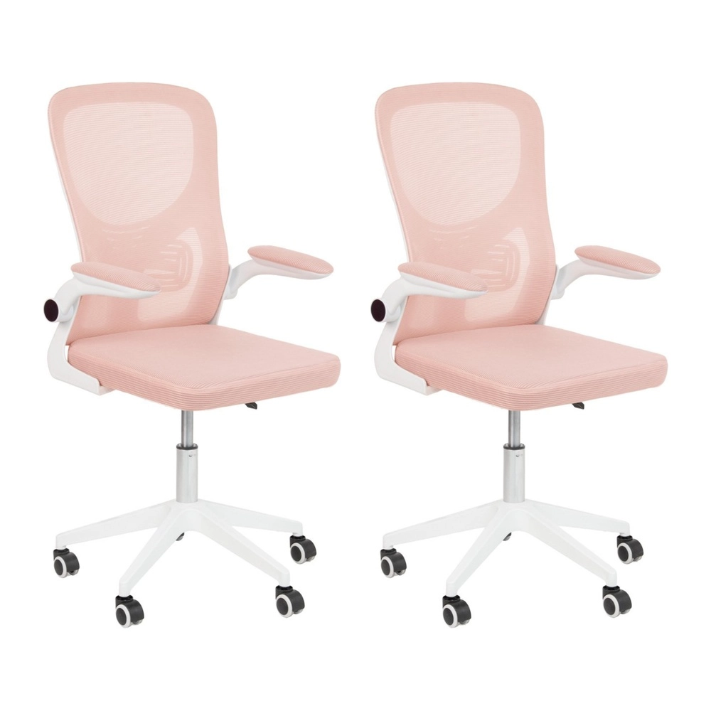 Kit com 2 Cadeiras escritório rodizio office Bytes - Rosa claro