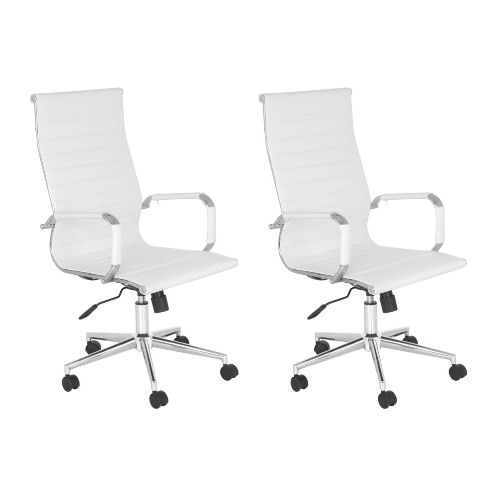 Kit com 2 Cadeiras Esteirinha Diretor com rodízios para escritório - Branco Kit com 2 Cadeiras Esteirinha Diretor com rodízios para escritório - Branco