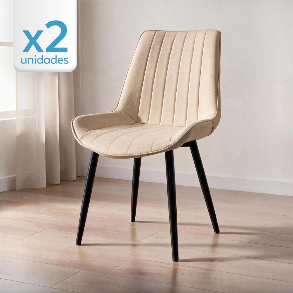 Kit com 2 Cadeiras estofadas Chicago com design industrial - Nude Vintage