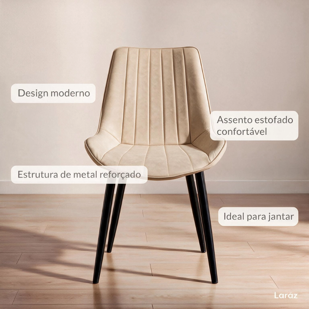 Kit com 2 Cadeiras estofadas Chicago com design industrial - Nude Vintage