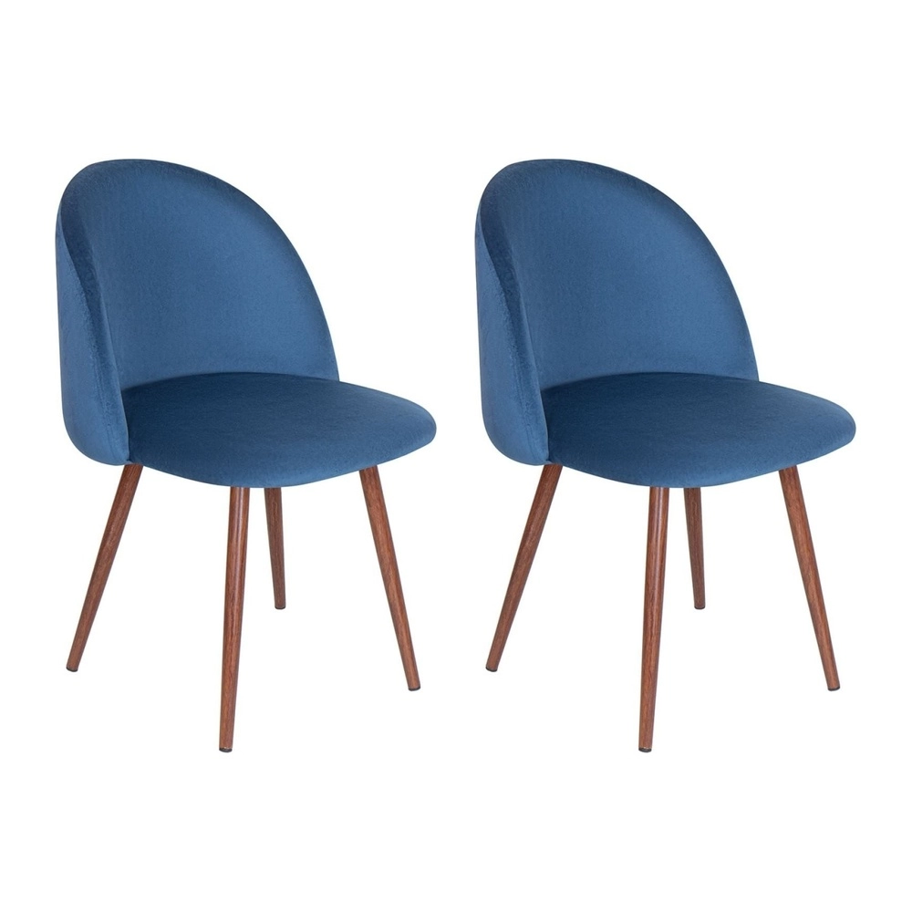 Kit com 2 Cadeiras estofadas de jantar Maite Sedona em veludo - Azul