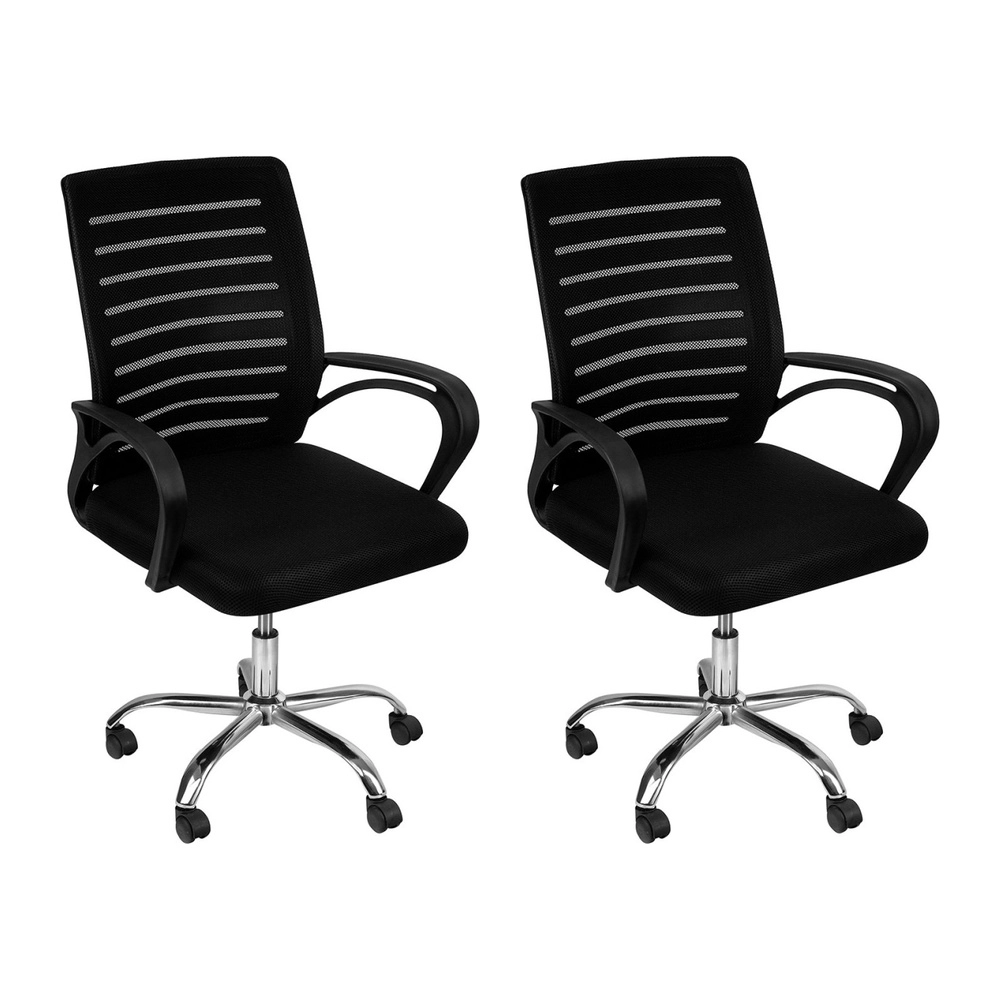 Kit com 2 Cadeiras Viena para escritório com rodízios – Preto Kit com 2 Cadeiras Viena para escritório com rodízios – Preto