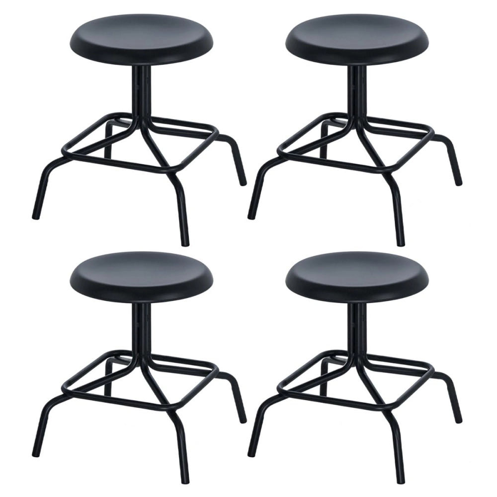 Kit com 4 Bancos baixos industriais giratórios Bolt - Preto Kit com 4 Bancos baixos industriais giratórios Bolt - Preto