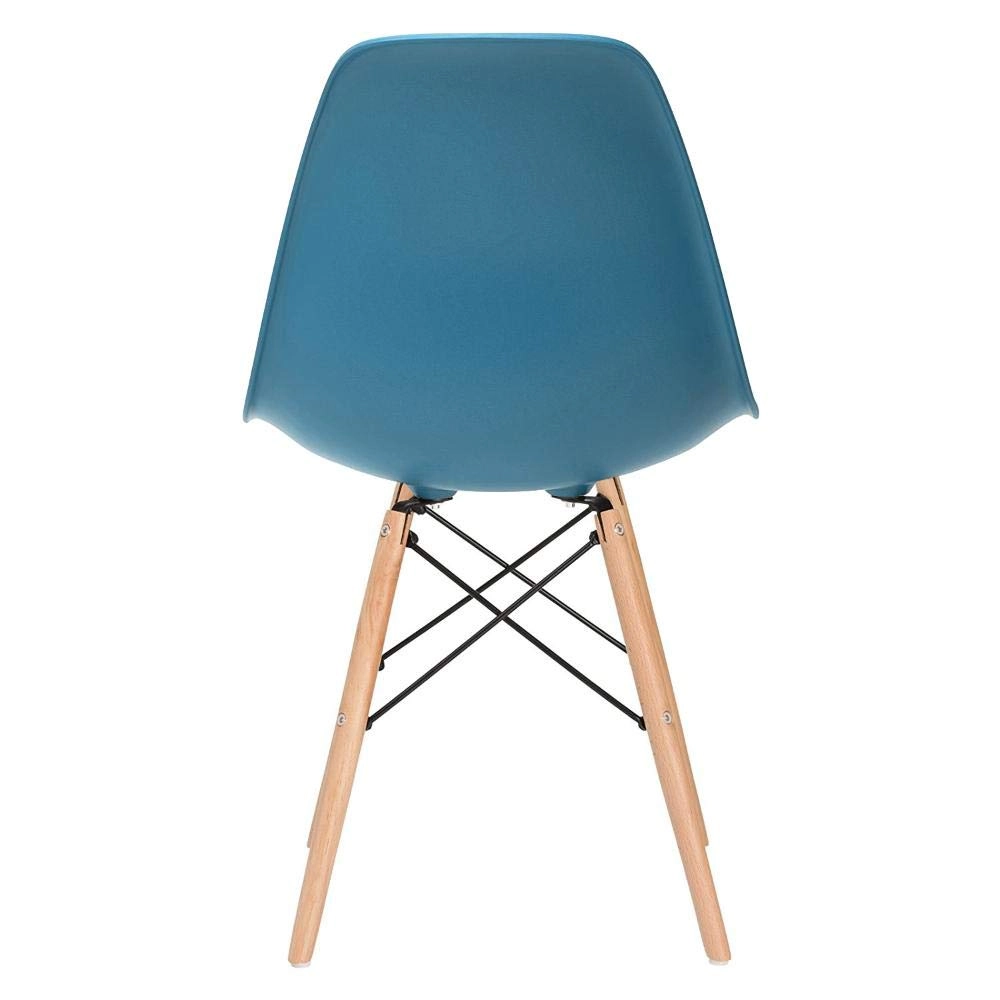 Kit com 4 Cadeiras Charles Eames Eiffel DSW em Polipropileno com Base Madeira - Turquesa