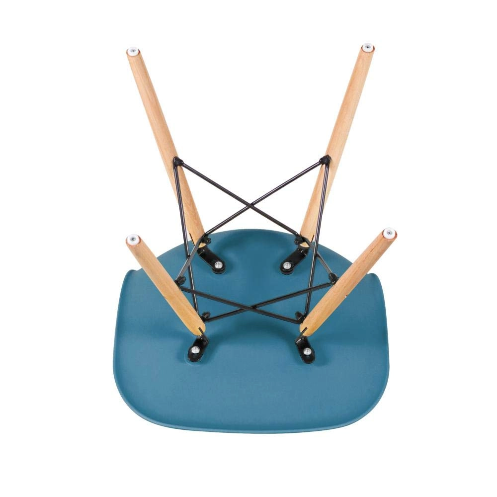 Kit com 4 Cadeiras Charles Eames Eiffel DSW em Polipropileno com Base Madeira - Turquesa
