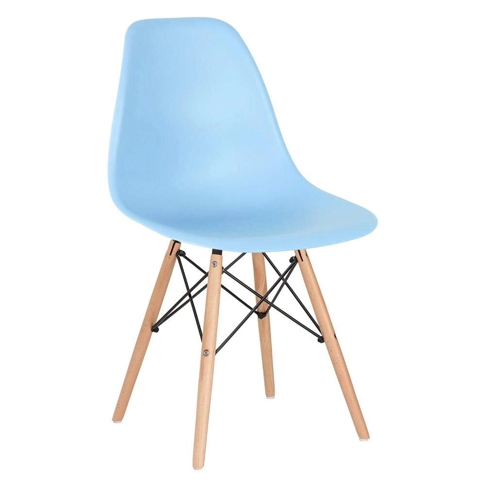 Kit com 4 Cadeiras Charles Eames Eiffel DSW em Polipropileno com Base Madeira - Turquesa