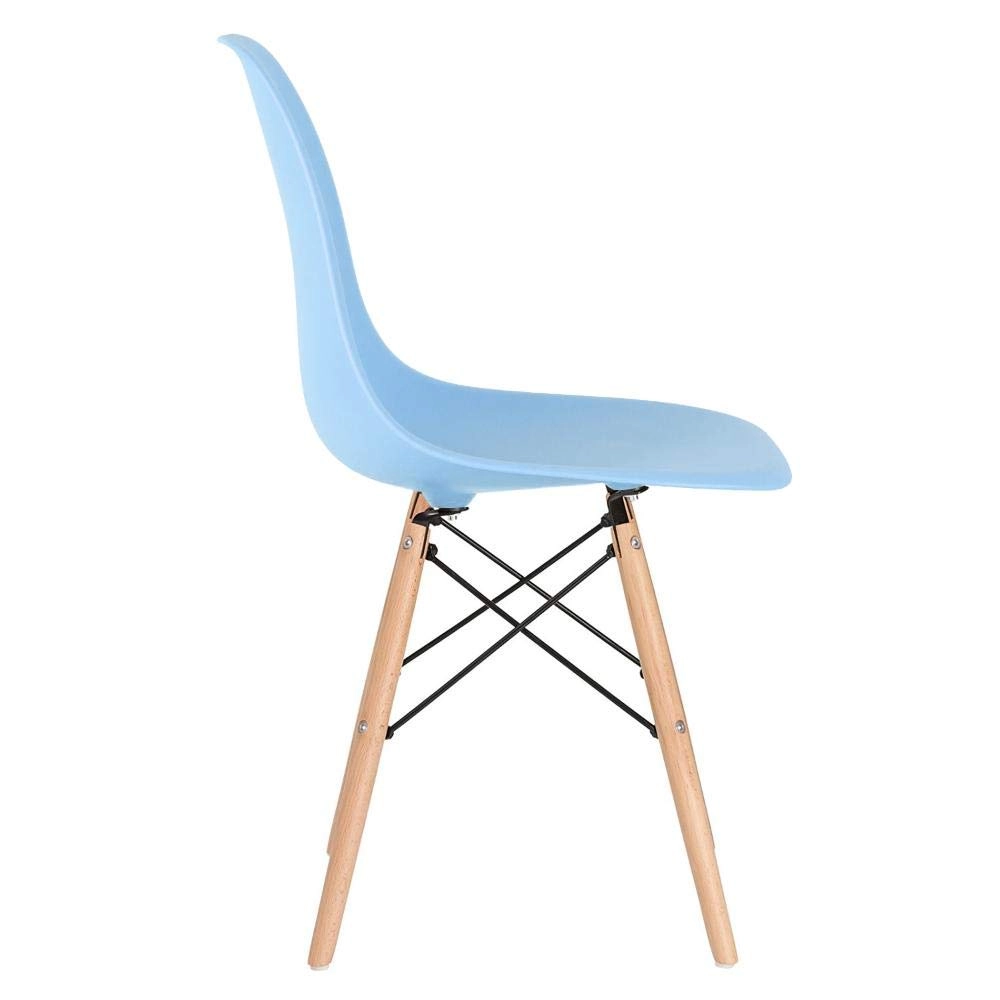 Kit com 4 Cadeiras Charles Eames Eiffel DSW em Polipropileno com Base Madeira - Turquesa