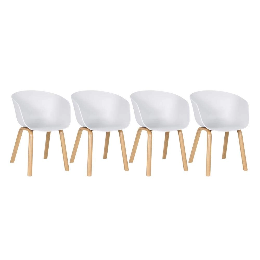 Kit com 4 Cadeiras de jantar Cassia com design moderno e assento confortável – Branco