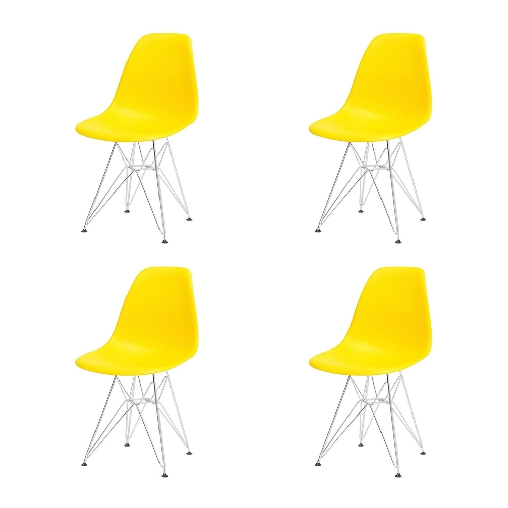 Kit com 4 Cadeiras de jantar Charles Eames Eiffel DKR em Polipropileno - Amarelo Kit com 4 Cadeiras de jantar Charles Eames Eiffel DKR em Polipropileno - Amarelo