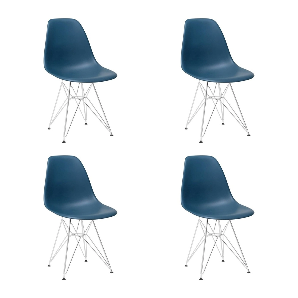Kit com 4 Cadeiras de jantar Charles Eames Eiffel DKR em Polipropileno - Azul petróleo Kit com 4 Cadeiras de jantar Charles Eames Eiffel DKR em Polipropileno - Azul petróleo