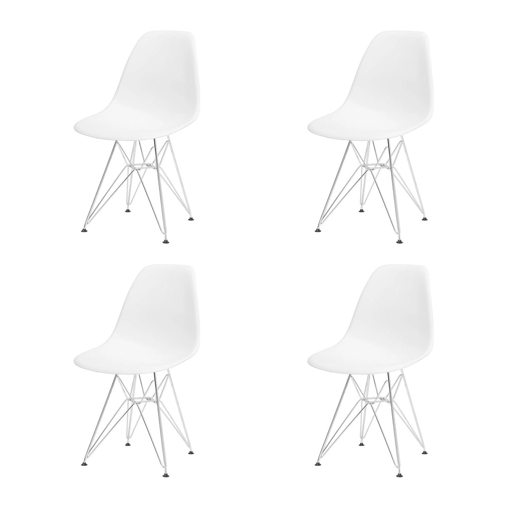 Kit com 4 Cadeiras de jantar Charles Eames Eiffel DKR em Polipropileno - Branco Kit com 4 Cadeiras de jantar Charles Eames Eiffel DKR em Polipropileno - Branco