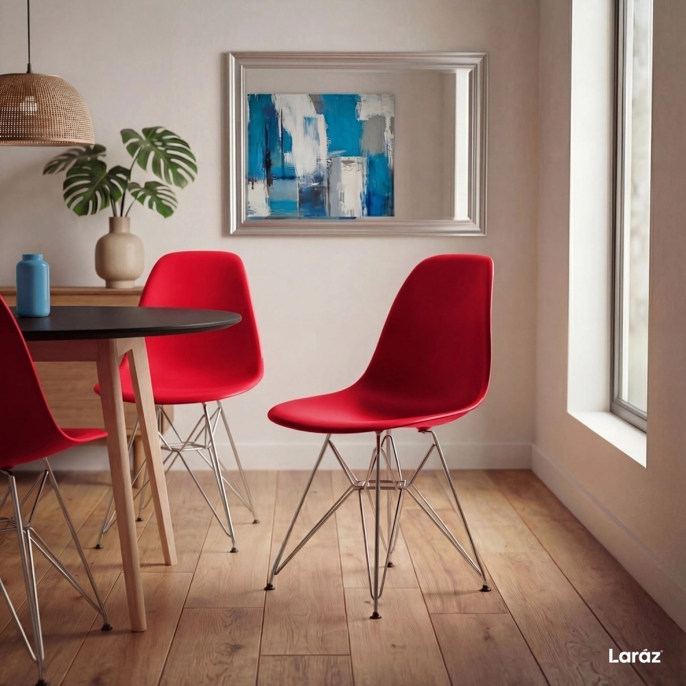 Kit com 4 Cadeiras de jantar Charles Eames Eiffel DKR em Polipropileno - Vermelho Kit com 4 Cadeiras de jantar Charles Eames Eiffel DKR em Polipropileno - Vermelho